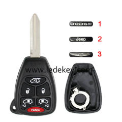 For Chrysler/Dodge/Jeep 5+1 button remote key shell case with battery clamp (pls choose logo)