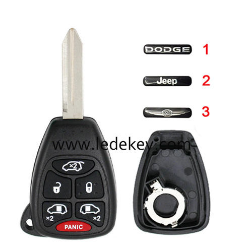 For Chrysler/Dodge/Jeep 5+1 button remote key shell case with battery clamp (pls choose logo)