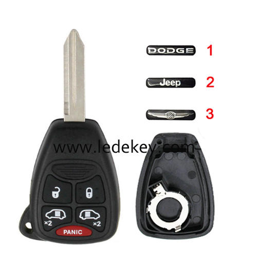 For Chrysler/Dodge/Jeep 4+1 button remote key shell case with battery clamp (pls choose logo)