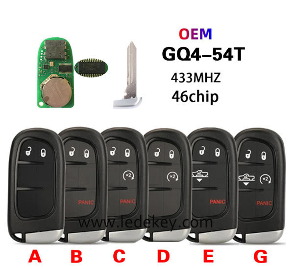 OEM Original 2/3/4/5 Buttons Remote Key Fob FCCID : GQ4-54T 433Mhz ID46 chip For Dodge Ram 1500 2500 3500 2014-2018  (pls choose model and logo)
