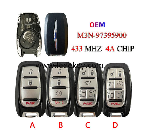 OEM Original 3/4/6/7 Buttons Remote Key Fob FCCID : M3N-97395900 433Mhz 4A chip For Chrysler Pacifica 2017+  (pls choose model )