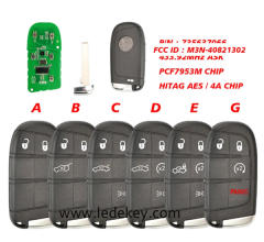 2/3/4/5 Buttons Smart Key  433Mhz 4A chip FCCID : M3N-40821302 For Fiat 500 500L 500X 2016-2019  (pls choose model )