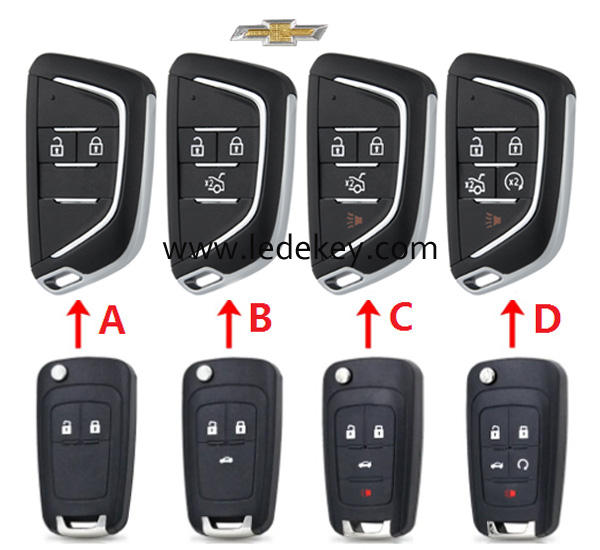 2/3/4/5 buttons Chevrolet Modified remote key shell  (pls choose model )