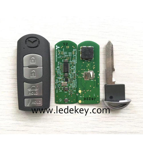Original PCB Mazda 3+1 Button smart key fob with 315MHz ID49-PCF7953P chip SKE13D01/SKE13D02 Mitsubishi Systerm For Mazda Aexla CX4 CX5 2013-2019