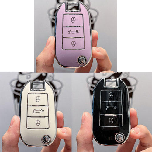 For Peugeot 3 button TPU protective key case, please choose the color