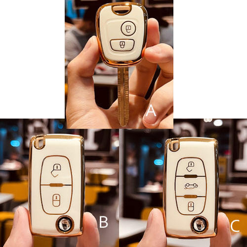 For Peugeot 2/3 button TPU protective key case,please choose the model(A/B/C)