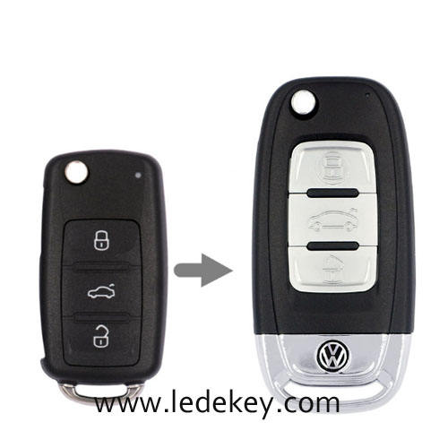 For VW 3 button modified remote key blank with HU66 blade