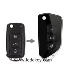 For VW 3 button modified remote key blank with HU66 blade