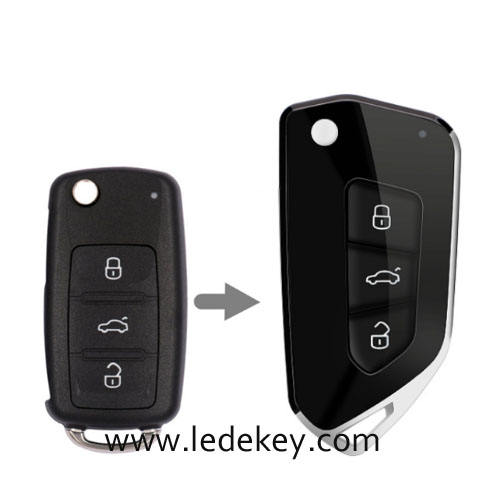 For VW 3 button modified remote key blank with HU66 blade