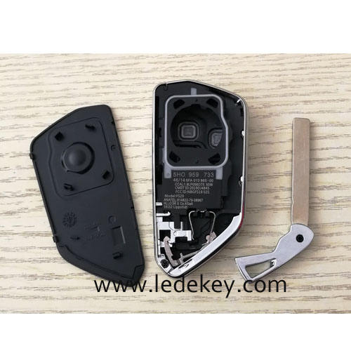 For VW 5 button remote key blank with key blade