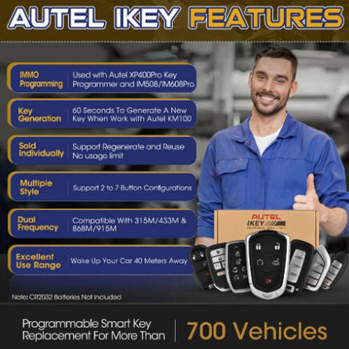 AUTEL IKEYFD005AH 5 Buttons Independent Universal Smart Key 868/915 MHz