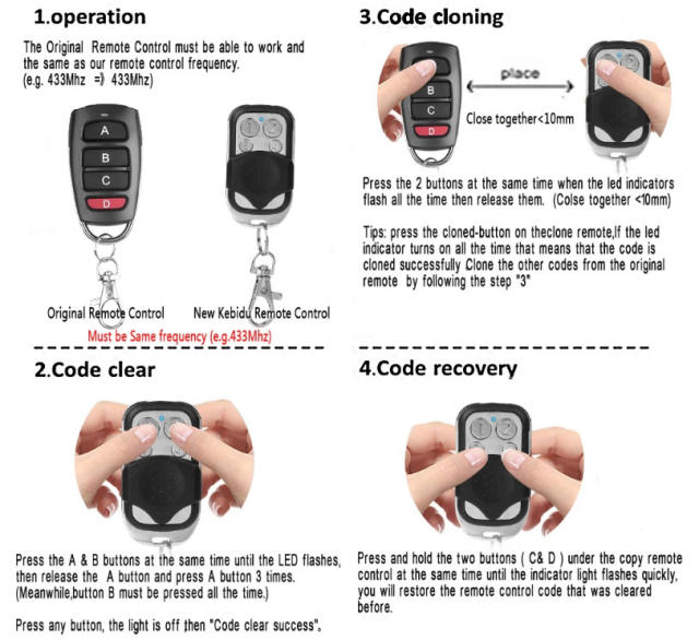 Universal 433 MHZ Wireless Clone Remote Control Switch Cloning Copy Gate Garage Door Control Duplicator Portal Key