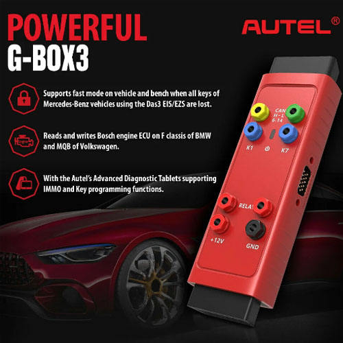 Autel G-BOX3 Key Programming Adapter for Toyota 4A Add Key, BMW DME/ DDE ISN Read and Write, Mercedes Benz All Key Lost