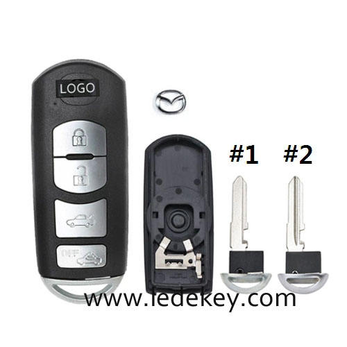 Mazda 4 button Smart key shell (Please choose key blade model #1/ #2)