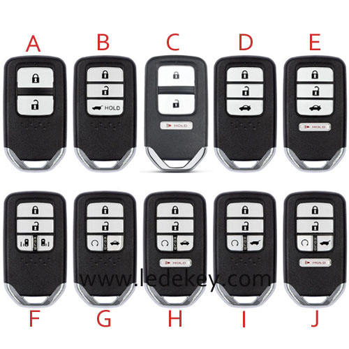 Honda 2/3/4/5 button smart key shell with blade (Please choose model A/B/C/D/E/F/G/H/I/J)