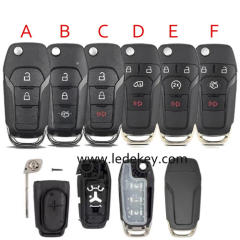 Ford 2/3/4/ buttons flip remote key shell No Logo  (Please choose model )