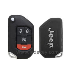 4 button Jeep Wrangler Gladiator Flip Remote Key Shell SIP22 Blade with logo