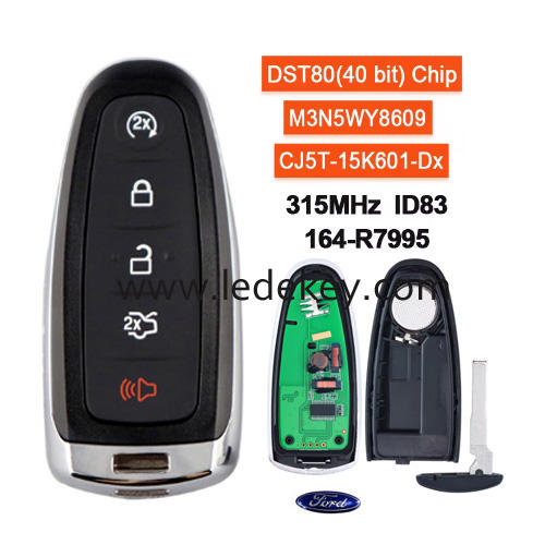 5 Button Remote Key with 315Mhz 4D63 chip For Ford Escape Focus C-Max Maverick 2013-2018 M3N5WY8609 CJ5T-15K601-Dx