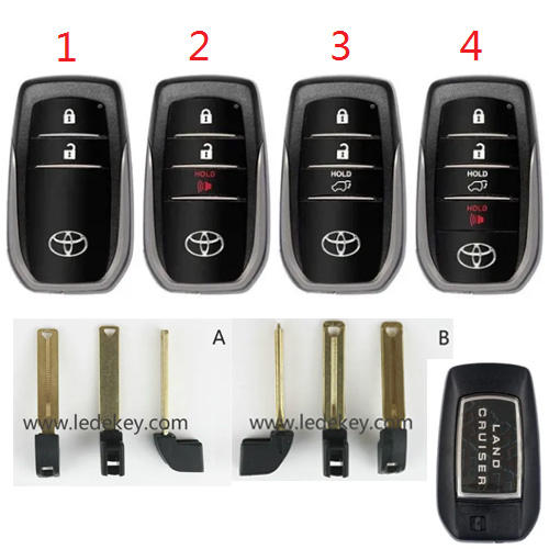 For Toyota Land Cruiser smart key shell Case Fob（Please choose the model）support origial /VVDI / Lonsdor K518 / 0020 Board key Replacement