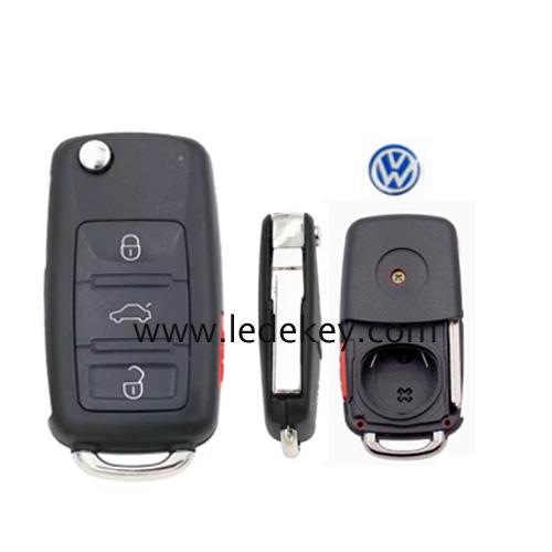 For VW Touareg 3+1 button flip remote key shell with panic button