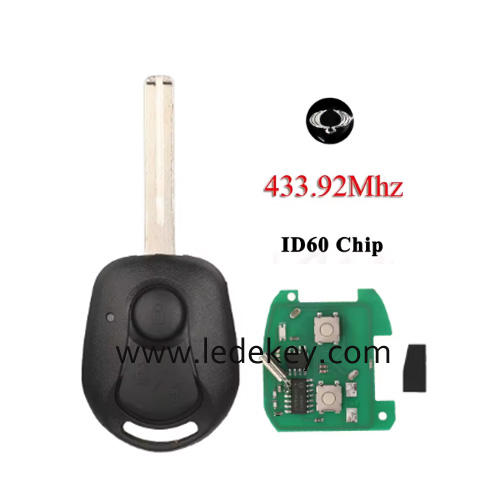 For SSANG YONG 2 Buttons Remote Key With 433Mhz 4D60 Chip TOY40 Blade For Ssangyong Actyon Kyron Actio Rexton Aoto Fob Control