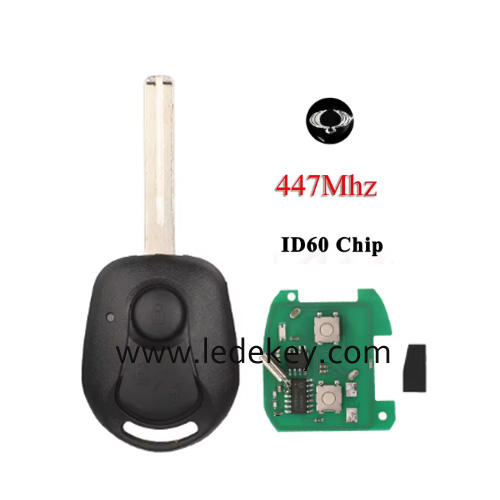 For SSANG YONG 2 Buttons Remote Key With 447Mhz 4D60 Chip TOY40 Blade For Ssangyong Actyon Kyron Actio Rexton Aoto Fob Control