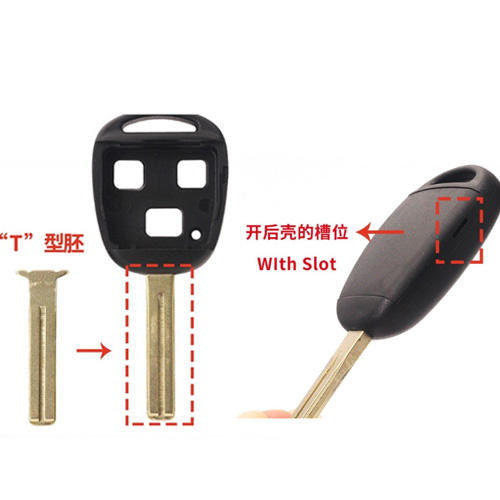 For Toyota Lexus 3 Button High Quality Remote Shell Explosion-Proof TOY48 Easy-Cut White Copper T Shaped Blade No Logo