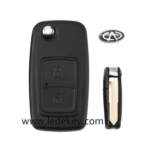 For Chery 2 button flip remote key shell with Unlock Button with right blade with Logo