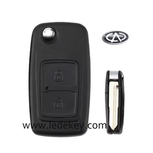 For Chery 2 button flip remote key shell with Unlock Button with left blade with Logo