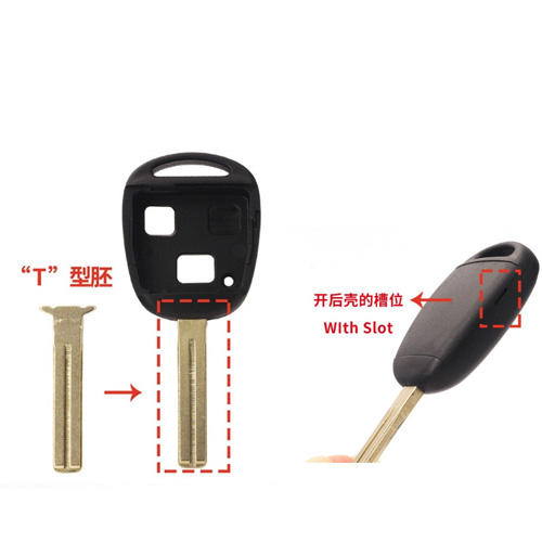 For Toyota Lexus 2 Button High Quality Remote Shell Explosion-Proof TOY48 Easy-Cut White Copper T Shaped Blade No Logo
