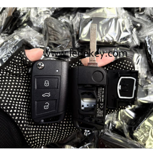 For VW MQB 3 button flip remote key shell with HU162T blade
