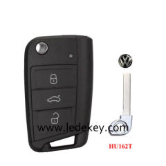 For VW MQB 3 button flip remote key shell with HU162T blade
