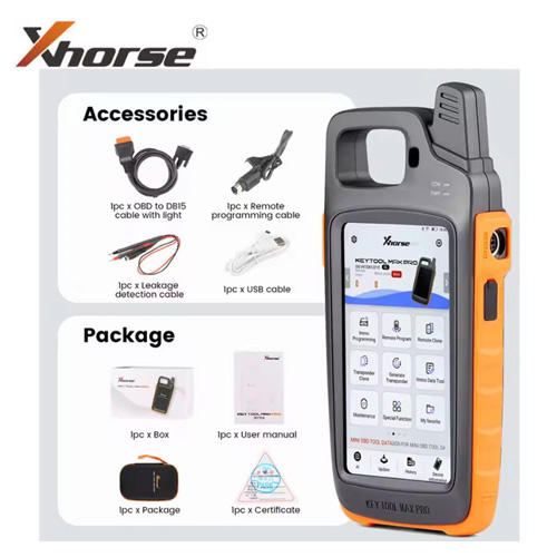 Xhorse VVDI Key Tool Max Pro with Mini OBD Tool Functions Support Voltage and Leakage Current Multi-Language Remote Programmer