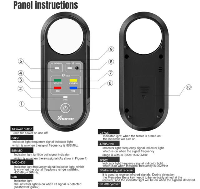 Xhorse Frequency Tester Infrared Signal Detection for 315Mhz 433Mhz 868Mhz 902Mhz XDRT20