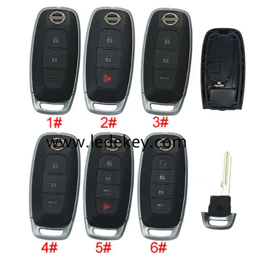 For Nissan 2/3/4 Button remote key blank shell with Logo (Please choose model )