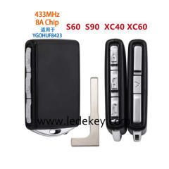 For Volvo 3+1 button smart card with Logo 433Mhz 8A chip  FCC ID :YGOHUF8432 Volvo S90 S60 S40 XC60 XC90
