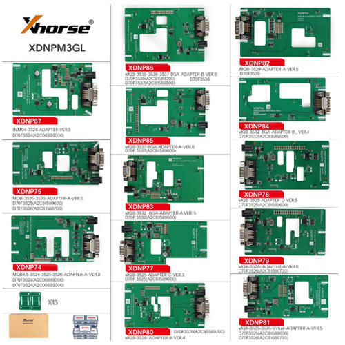Xhorse MQB48 No Disassembly No Soldering 13 Full Set Adapters XDNPM3GL  for VVDI Key Tool Plus, VVDI Prog and Multi-Prog