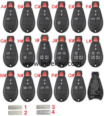 For Jeep Chrysler Dodge remote key shell , (Please choose the button model )