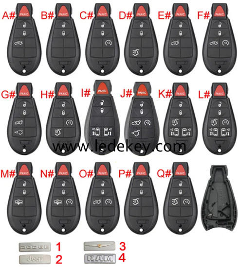 For Jeep Chrysler Dodge remote key shell , (Please choose the button model )
