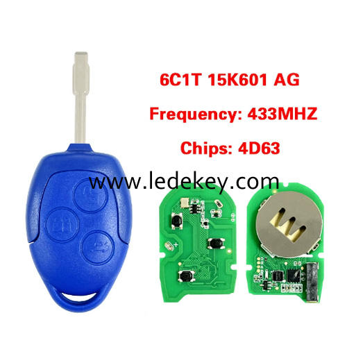 For Ford Transit blue remote key new version with 434mhz 4D63 DST80 chip FCCID:6CIT15K601 AG For For Ford Transit 2006-2014