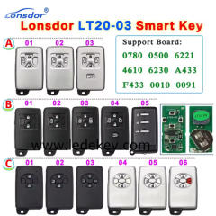 Lonsdor LT20-03 Smart Key Board PCB With Key Shell 8A+4D For Toyota Subaru Adjustable Frequency Support 0780 0500 0091 6221 4610 6230 0010（Please choose the model）