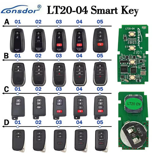Lonsdor LT20-04 Smart Key Board PCB With Key Shell ,Universal Keyless Go Smart Remote Key 8A 4D All In One for Toyota for Lexus （Please choose the model）