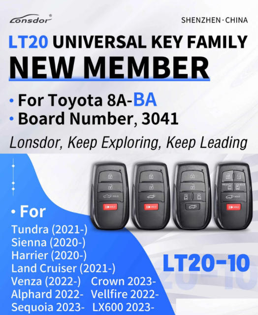 Lonsdor LT20-10 Smart Key Board PCB With Key Shell 8A+4D For Toyota & Lexus（Please choose the model)