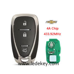 For Chevrolet 3 button remote key with 433Mhz  4A Chip