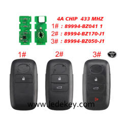 Remote Key FCC 89994-BZ041 -1 89994-BZ170-J1 89994-BZ050-J1 With 433MHz 4A Chip For Toyota Rocky Raize Yaris Cross ， please choose the model