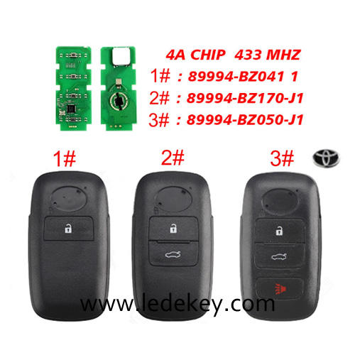 Remote Key FCC 89994-BZ041 -1 89994-BZ170-J1 89994-BZ050-J1 With 433MHz 4A Chip For Toyota Rocky Raize Yaris Cross ， please choose the model