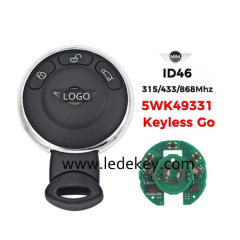 For BMW Mini 3 button Keyless Smart key 5WK49331 with ID46 chip 315LP / 315mhz /433mhz/868mhz (please choose the frequency)