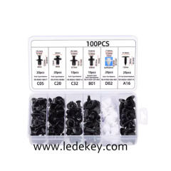 100PCS Clips Auto Fastener Car Fastener Clip Remove Retain Rivets Plastic Fasten Bumper With 5 PCS Door Cars Trim Fitting Disassembly Tool