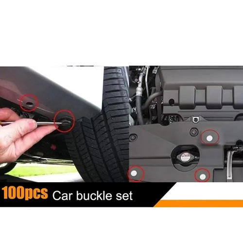 100PCS Clips Auto Fastener Car Fastener Clip Remove Retain Rivets Plastic Fasten Bumper With 5 PCS Door Cars Trim Fitting Disassembly Tool