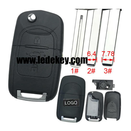 For Chevrolet 3 button remote key shell with logo(Please choose model )